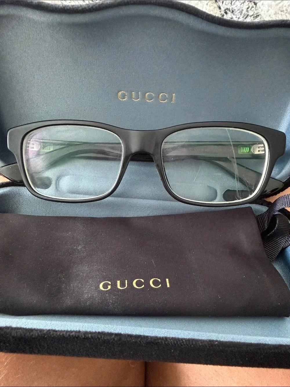 Authentic Gucci GG2251 Prescription Eyeglasses – Black/Green/Red – Original Case